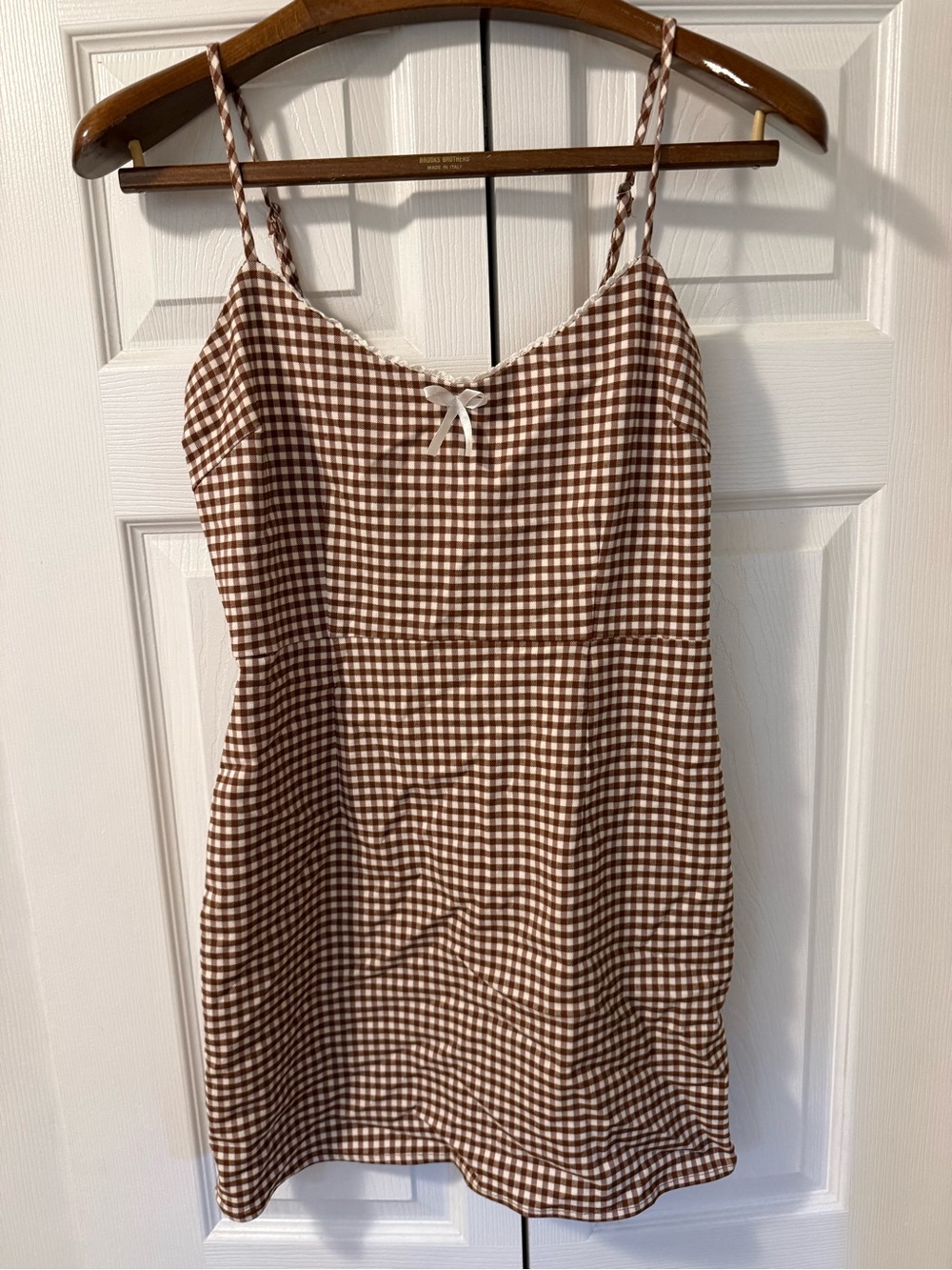 Urban Outfitters Brown and White Gingham Mini Dress
